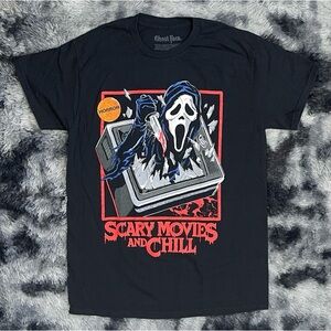 Ghost Face 'Scary Movies and Chill' Graphic Black T-Shirt